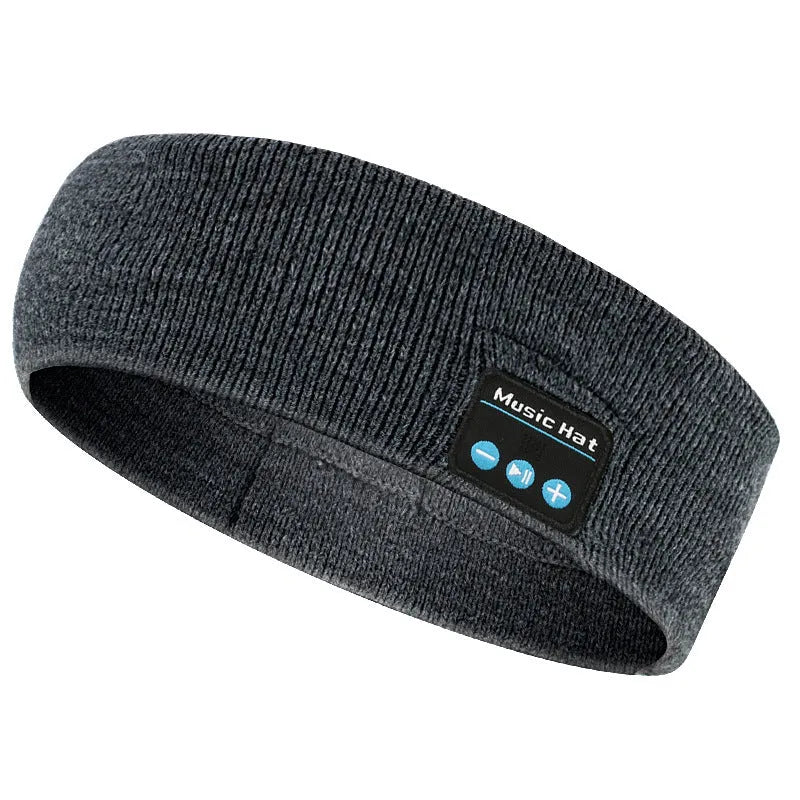 Bluetooth 5.4 sports headband with removable washable fabric and integrated wireless earphones