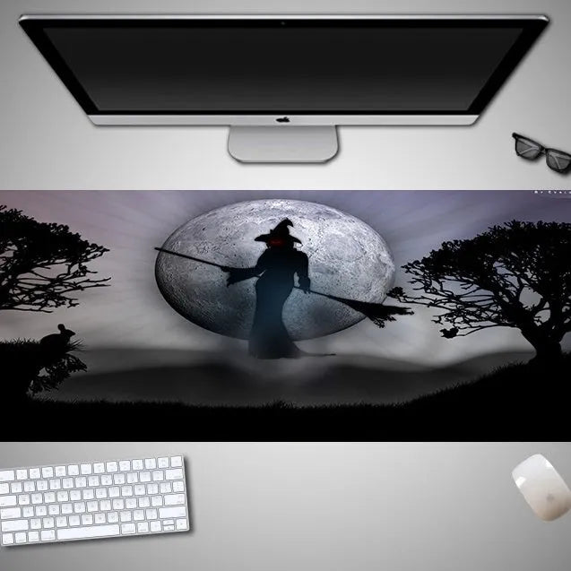 Oversized Halloween gaming mouse pad with non-slip rubber cloth surface
