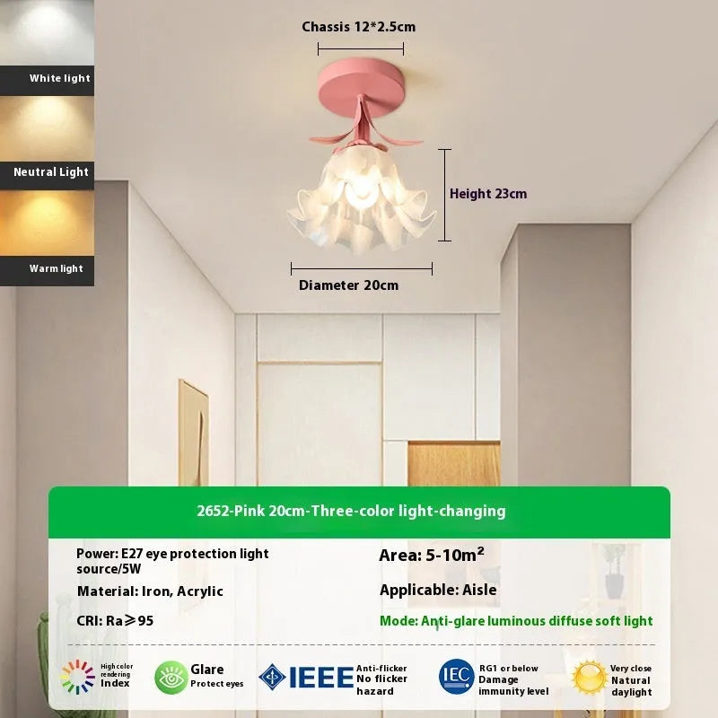 Cream coloured LED aisle light with Linglan flower pattern and modern simple design for corridor installation