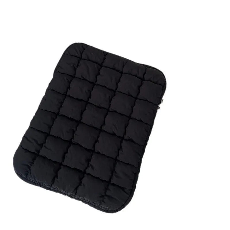 Large black and white nylon laptop bag showing cloud cotton storage compartment, suitable for 11 to 15.6 inch computers.