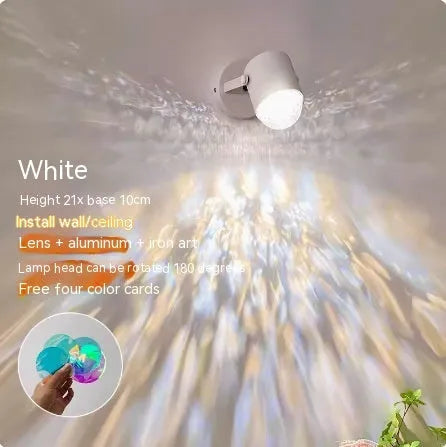 Dynamic water ripple ambience table lamp showing light projection effect