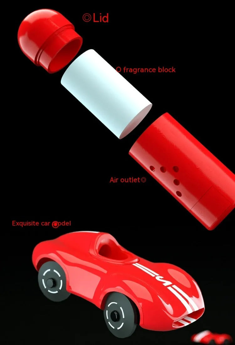 Round solar-powered car aromatherapy decoration with light sense model features in black red or white plastic