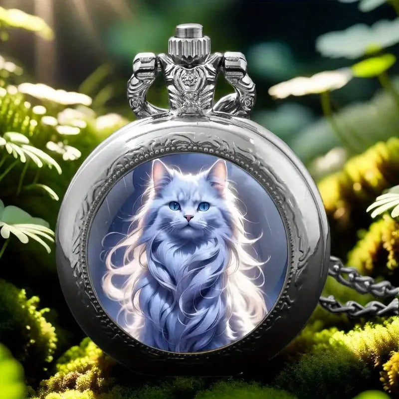 Colour pattern pocket watch with 40mm dial, 15mm zinc alloy case, medium size for men and women.