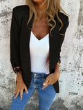 Women's slim fit blazer with black and red cheetah animal print pattern and lapel collar