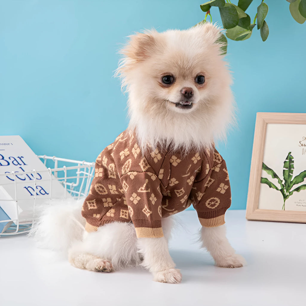 Thick wool dog sweater in monochrome or two-tone colours for autumn winter wear
