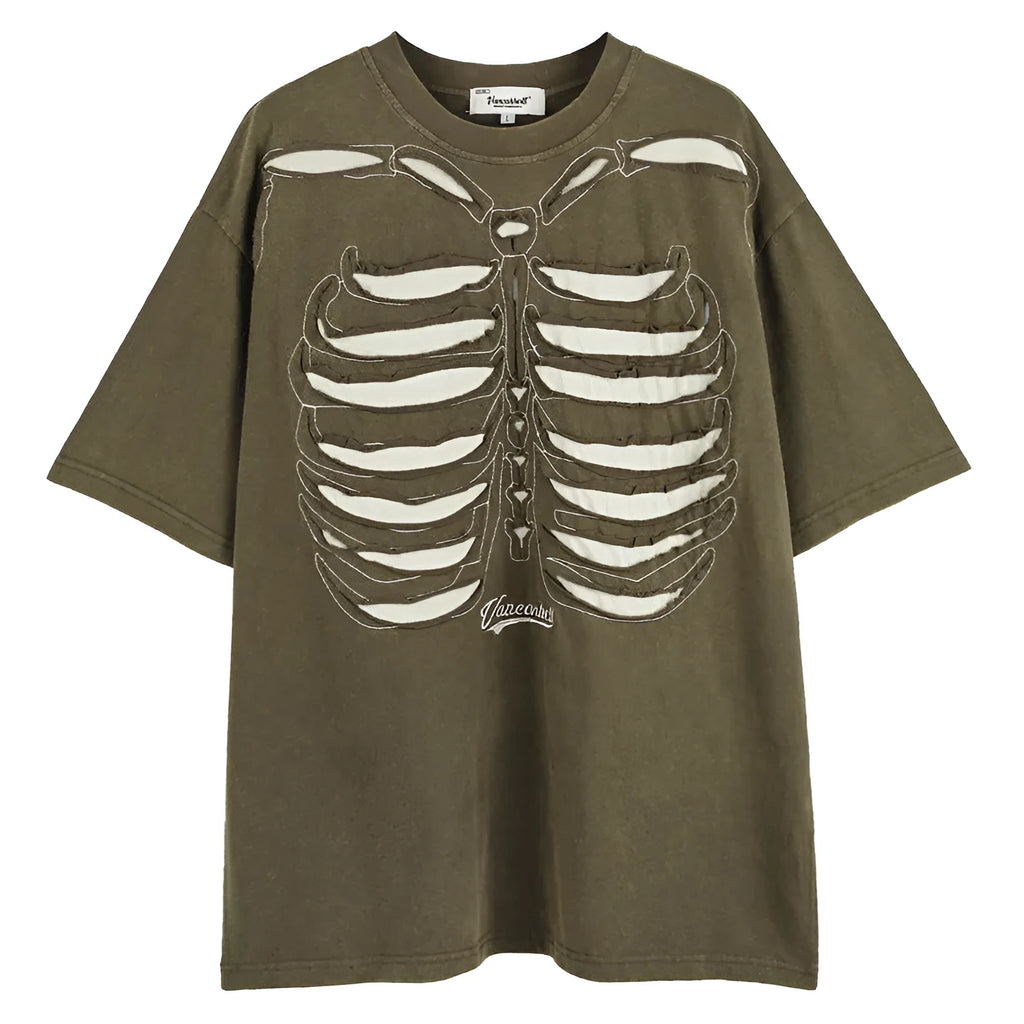 Skull graphic cotton t-shirt in black with loose fit and drop-shoulder sleeves