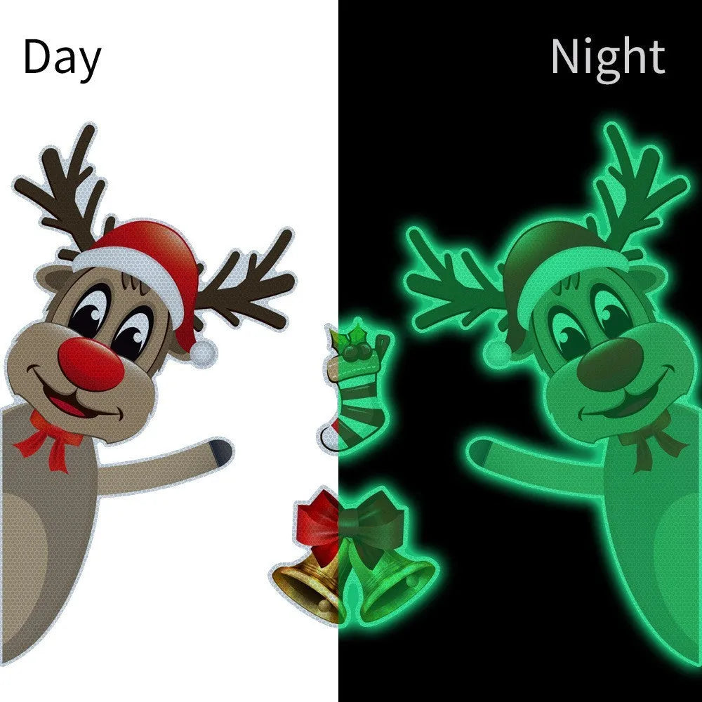 Christmas elk bell magnetic luminous reflective bumper stickers for vehicle decoration