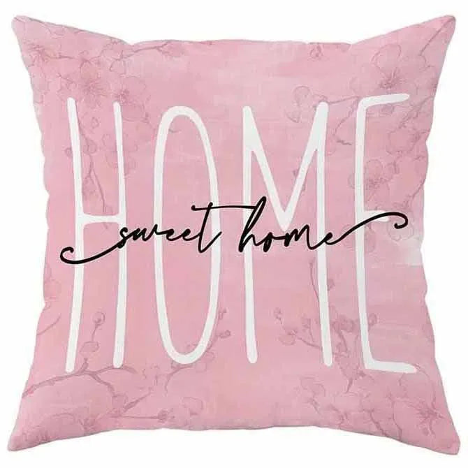 Square cherry blossom letter cushion cover in short velvet fabric, 45cm size