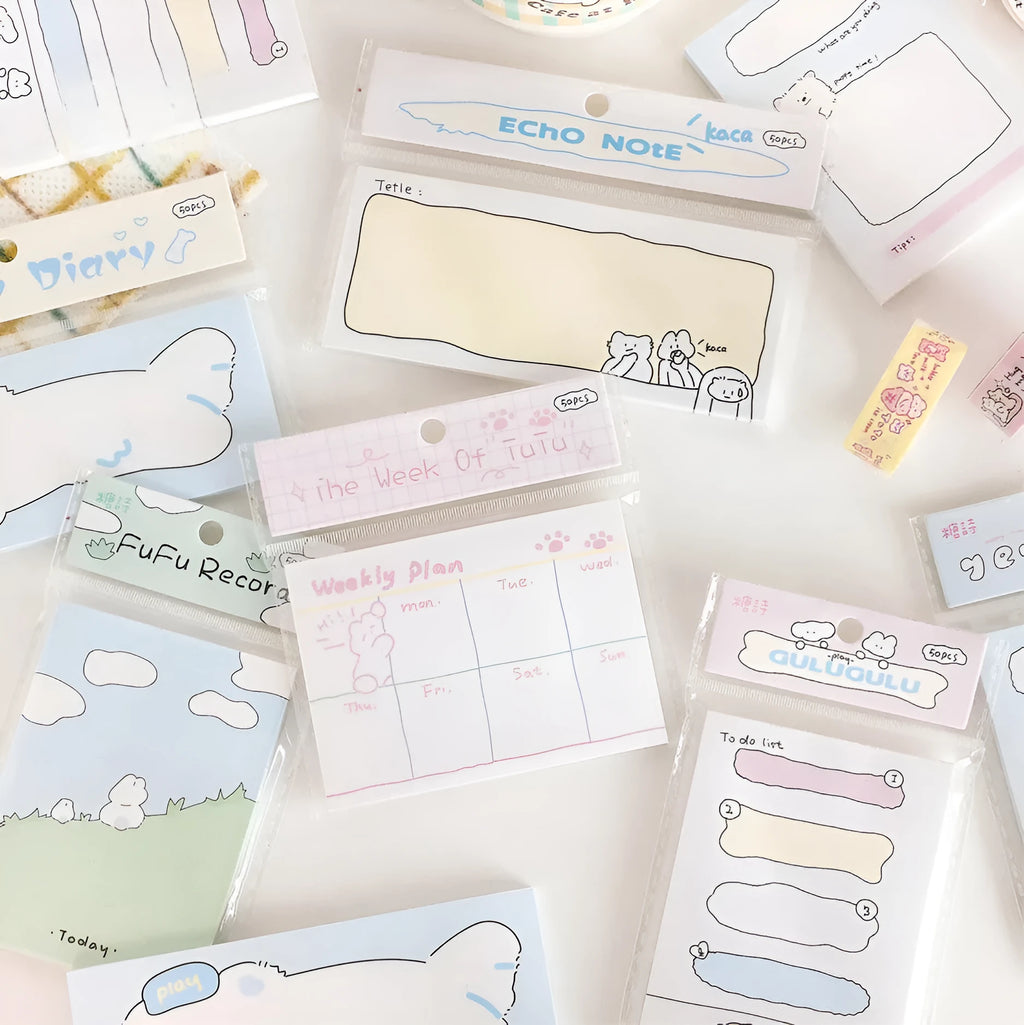 Cartoon hand account collage sticky notes in six styles with three size options