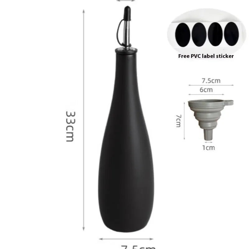Ceramic oil pot with 650ml conical funnel and integrated pouring brush in black, coffee, or white finish