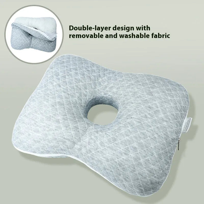 Beauty salon single hole ear pillow for face down treatments, shown in a colour option with detachable cover.