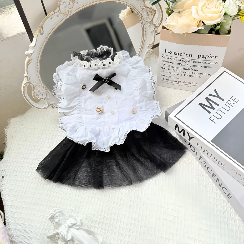 White yarn waltz gauze skirt pet dog clothing in princess style for small dogs
