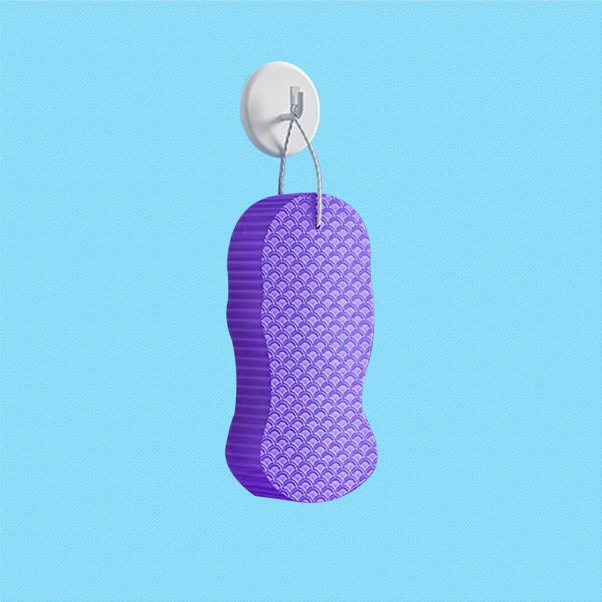 3D fish scale pattern bath sponge in white, grey, pink or light blue colours for body exfoliation