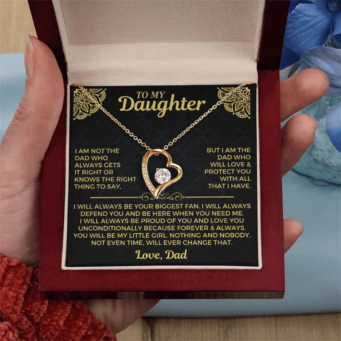 Hollow heart necklace pendant in gold or silver colour with gift box packaging options