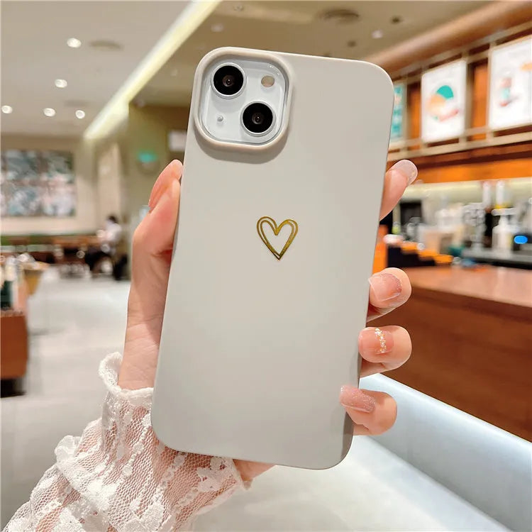 Soft silicone iPhone case with hot stamping love design in grey brown colour