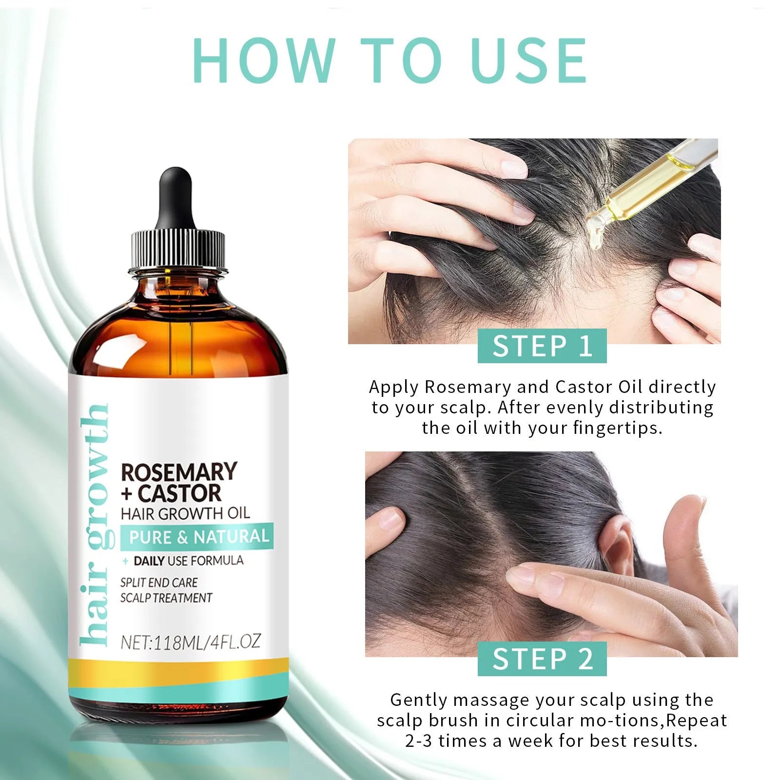 118ml bright yellow hair treatment oil with massage brush for strengthening and dense hair care