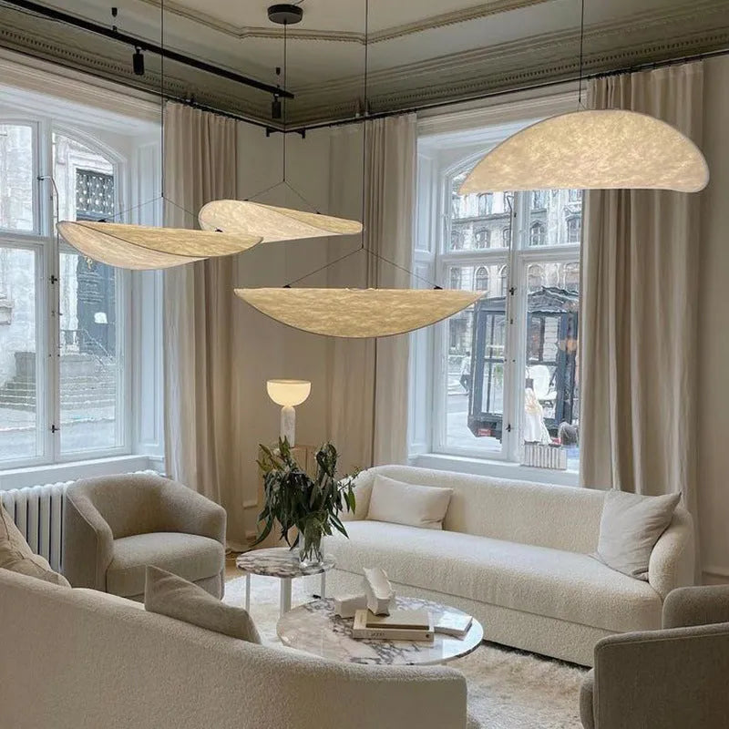 Art silk bedroom chandelier light fitting in one of four diameter sizes with soft fabric shade