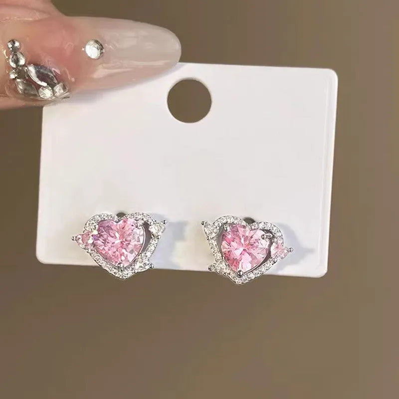 Guardian Heart white k electroplated copper stud earrings showing heart shape design