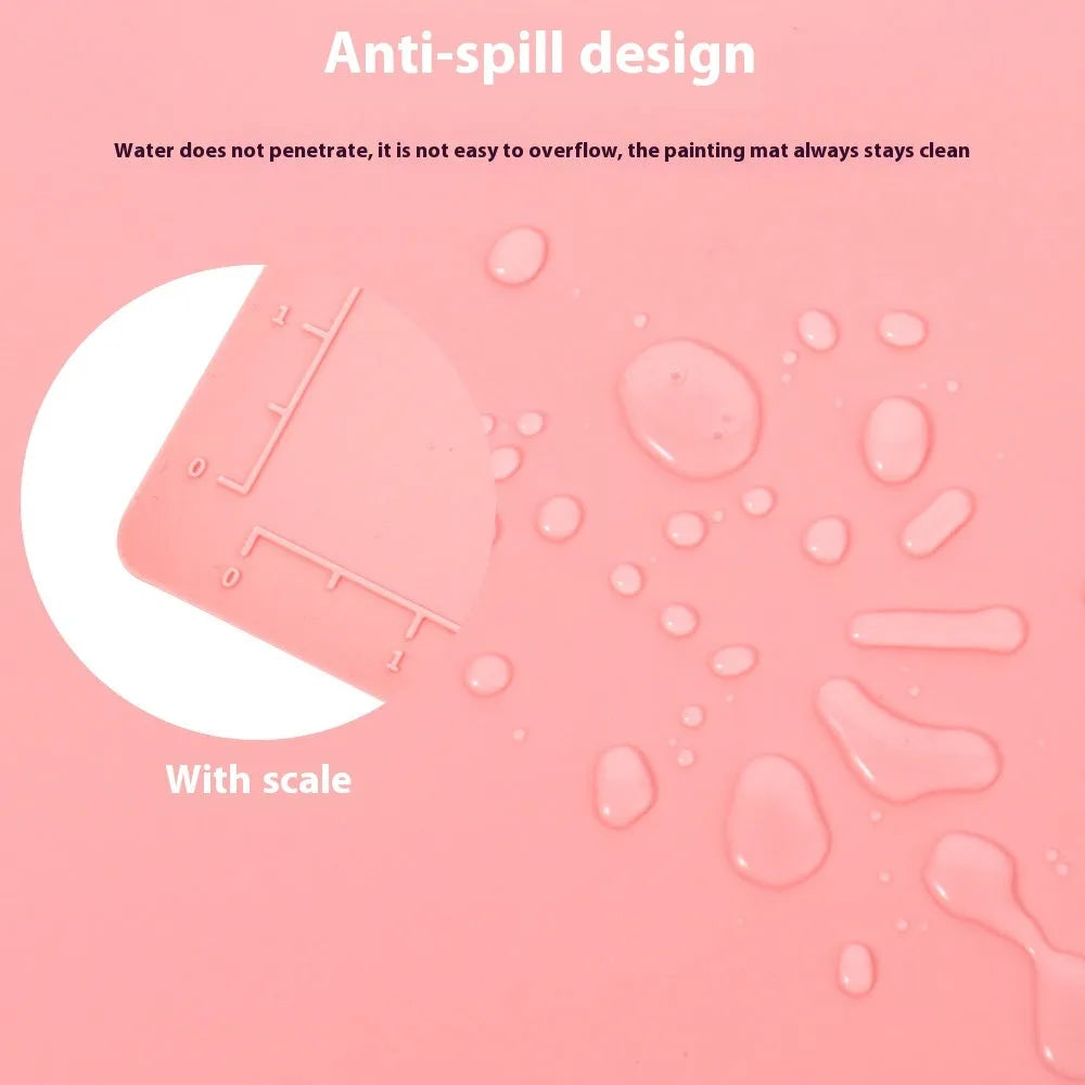 Silicone double bowl painting mat for watercolour and oil painting in various colours