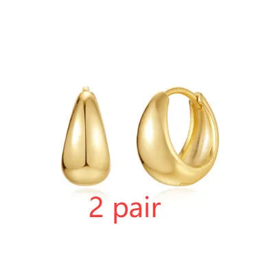 Brass diamond geometric earclip earrings with electroplated golden finish and round elements
