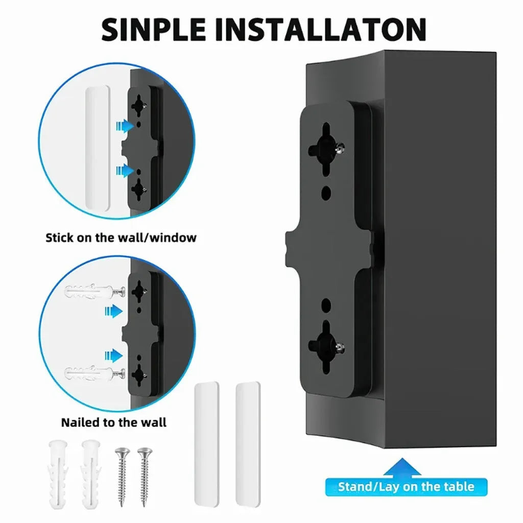 Black plastic digital television antenna with coaxial connection and mounting accessories
