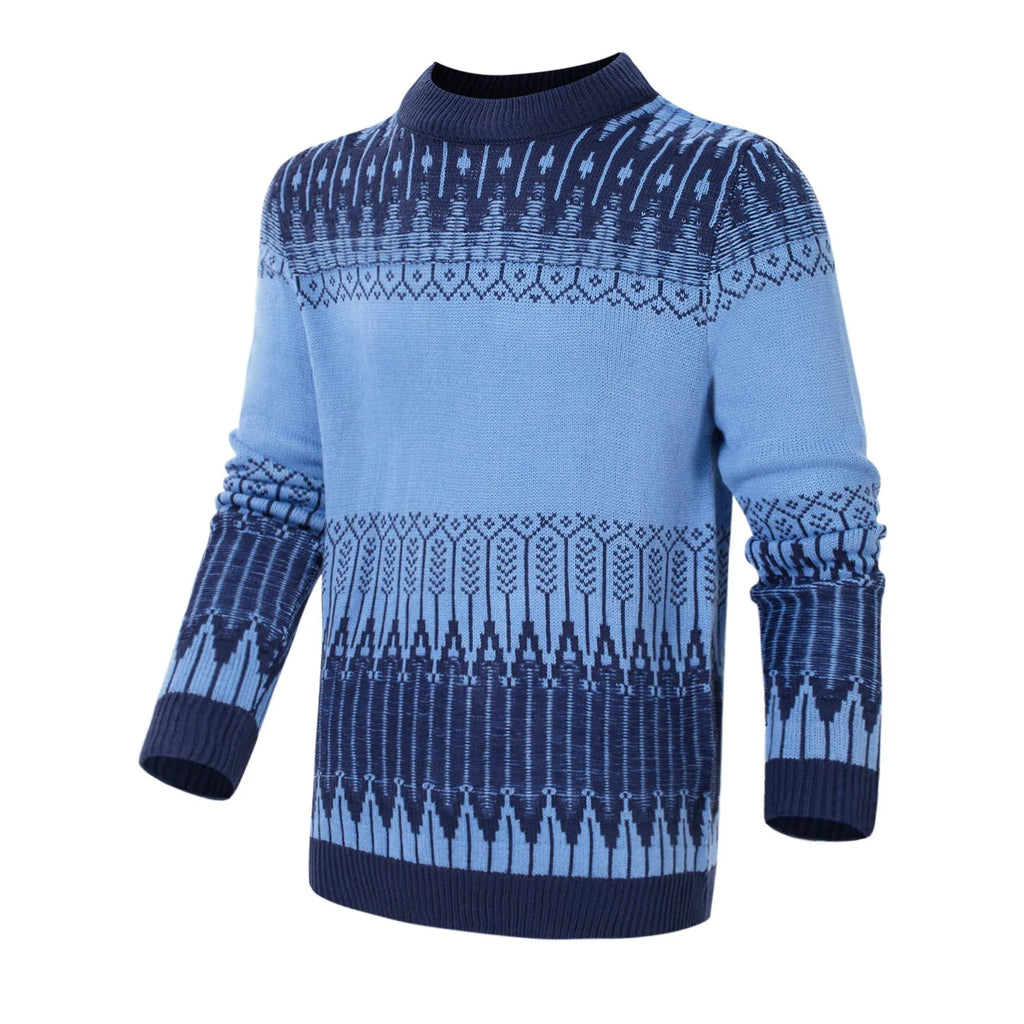 Men's knitted crew neck pullover sweater in long sleeves for winter