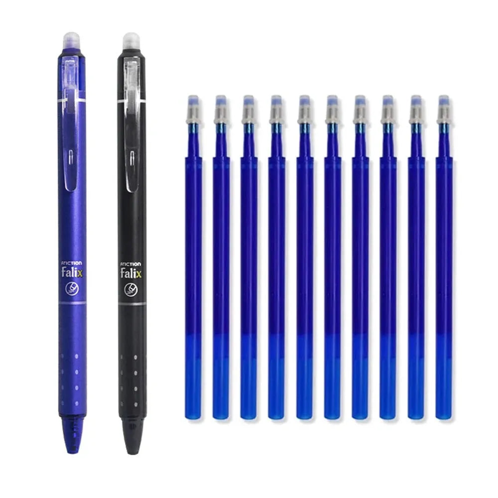 Hot erasable 0.5mm push gel pen with plastic shell and stainless steel nib