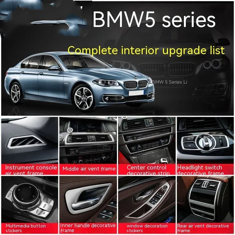 Set of four ABS and stainless steel interior handle decorative strips for BMW 5 Series F10 F18 models