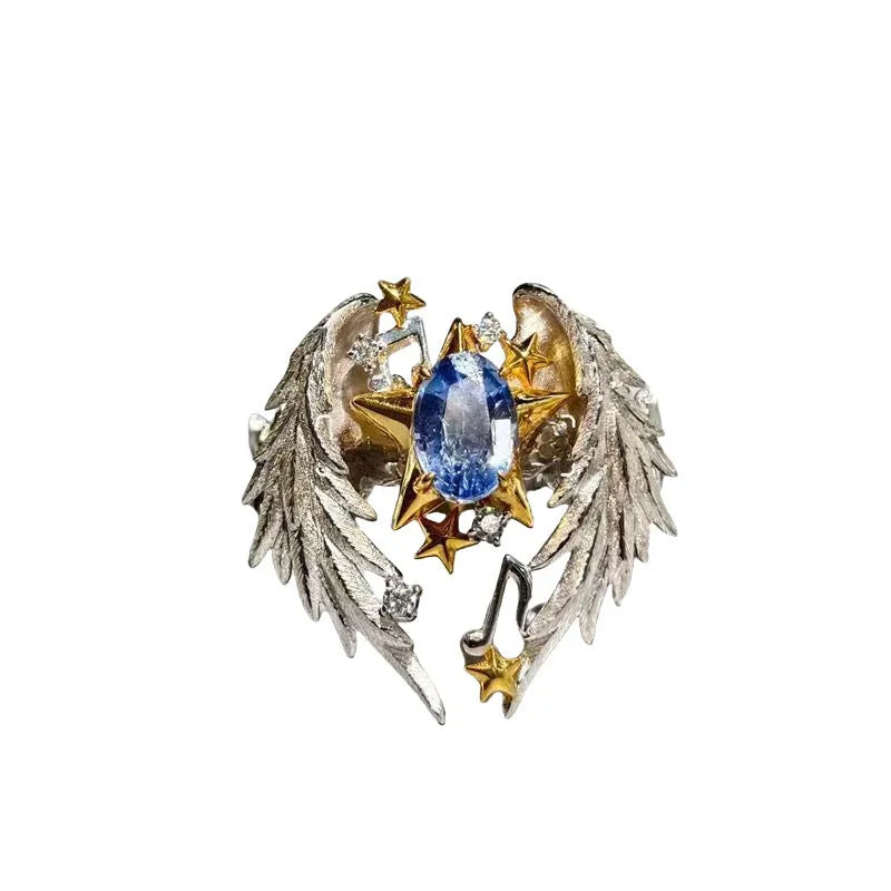 Angel Wings geometric open mouth adjustable alloy ring in American Code No. 8 colour
