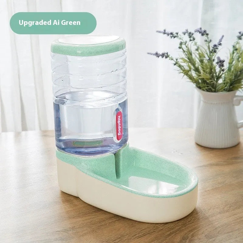 Automatic pet drinker feeder with 3.8L capacity in blue, green, grey, or pink colours