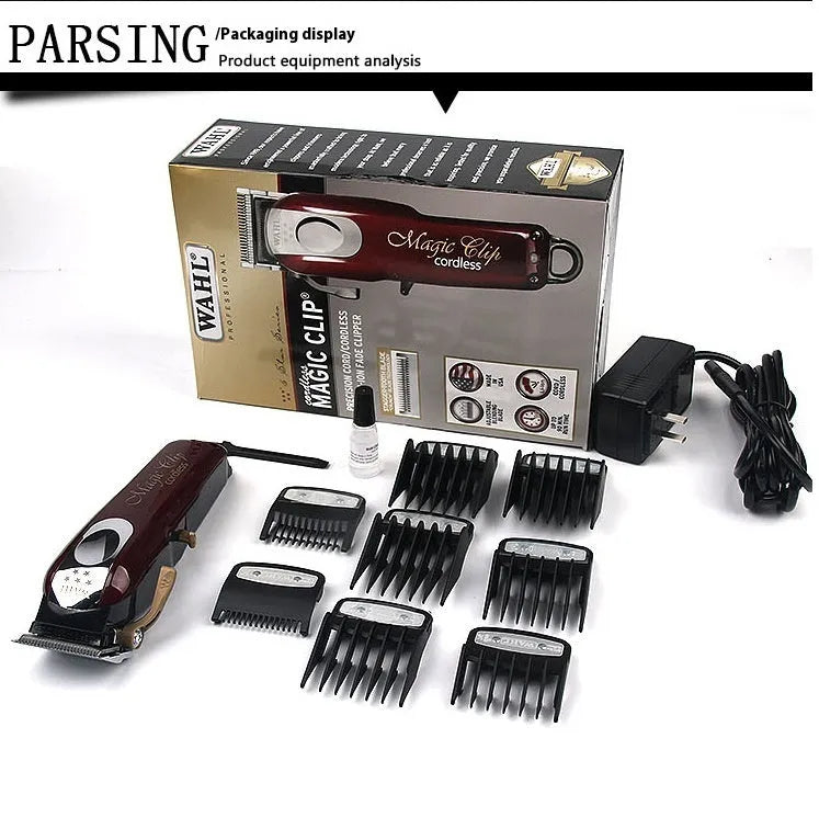 Hair clippers trimmer set with charging base, stainless steel cutter head, and UK US EU plug options