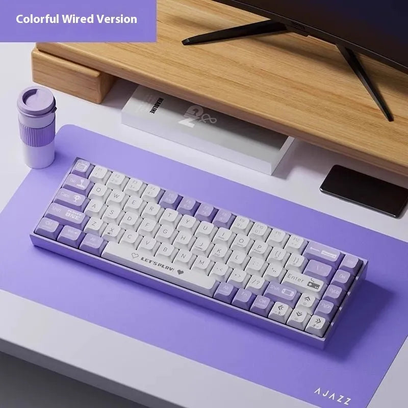 AJAZZ AK680 red and white mechanical gaming keyboard with compact 68-key layout