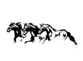 Three horses design vinyl car decal sticker, 25cm long, in black, white, red, or blue.