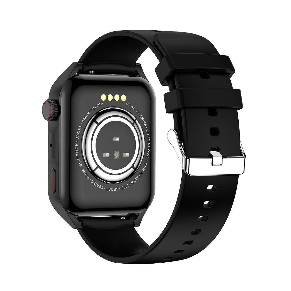 AMOLED NFC smart watch with pink silicone strap showing multi-dial display