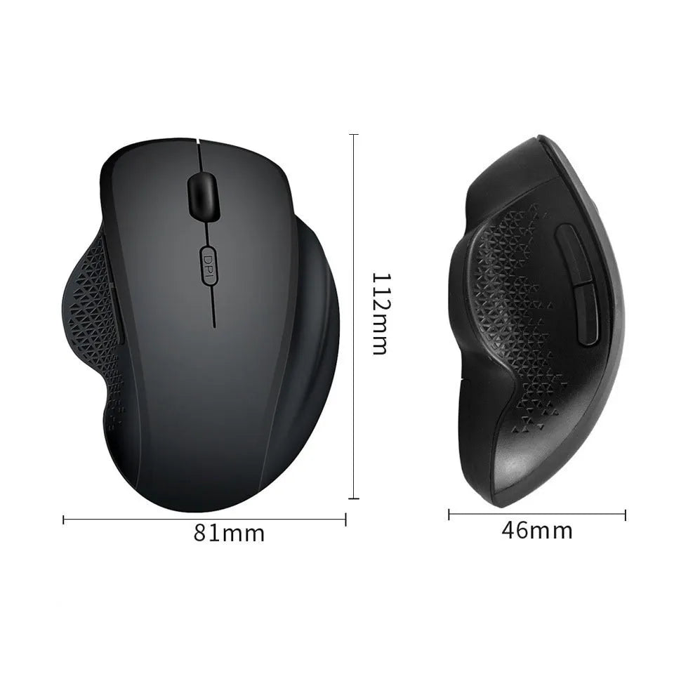 Black and grey wireless optical mouse for laptops with USB charging cable