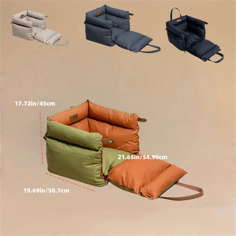 Waterproof PU leather pet car nest measuring 55x50x45cm in black colour
