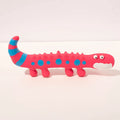 Green cartoon lizard shaped dog chew toy with squeaker measuring 24x10x3cm
