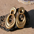 French retro double circle earrings in quicksand gold with copper construction and U-shaped design