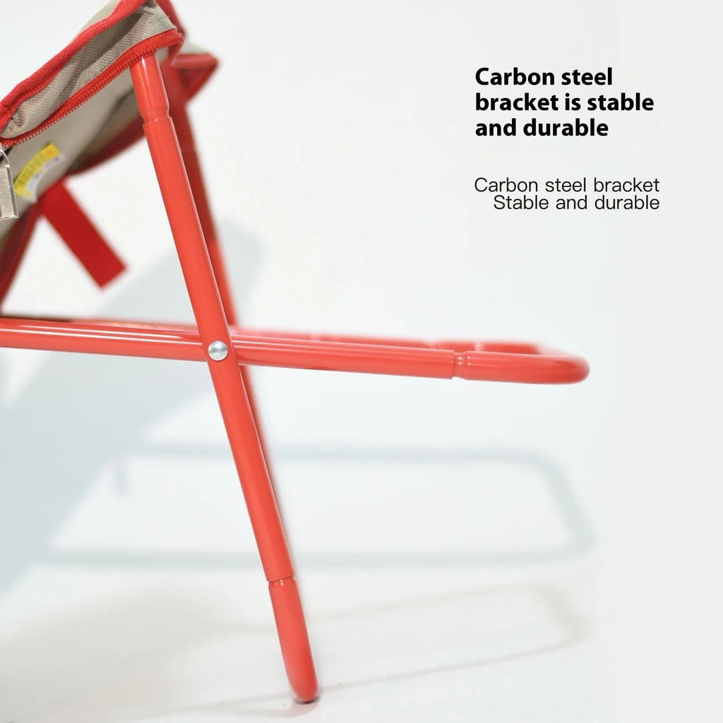 Lightweight foldable outdoor camp stool in oxford cloth, shown in a flat pencil box style.