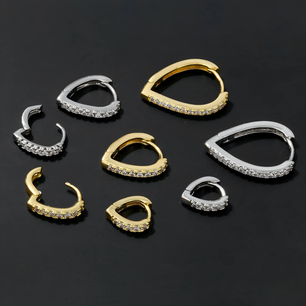 Copper love heart geometric ear clip jewellery in gold colour for summer fashion
