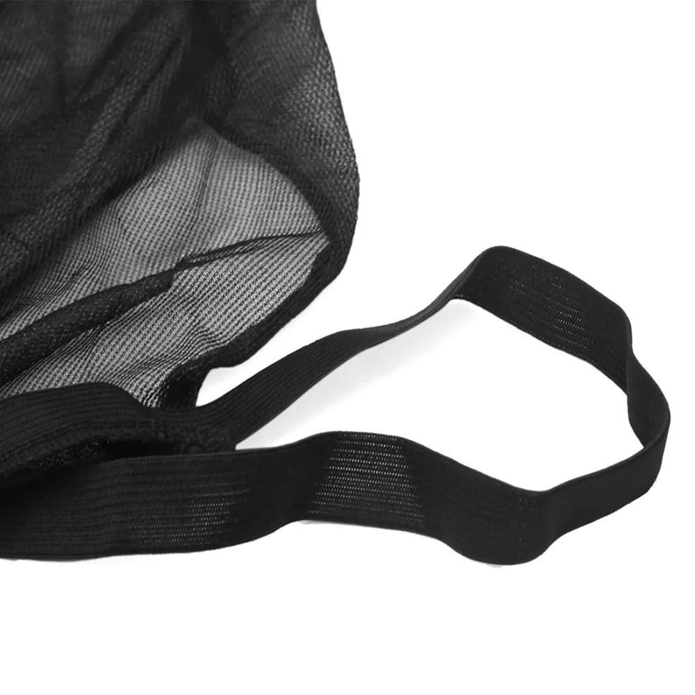 4-piece car side window sunshade set showing non-woven mesh material and elastic strip installation