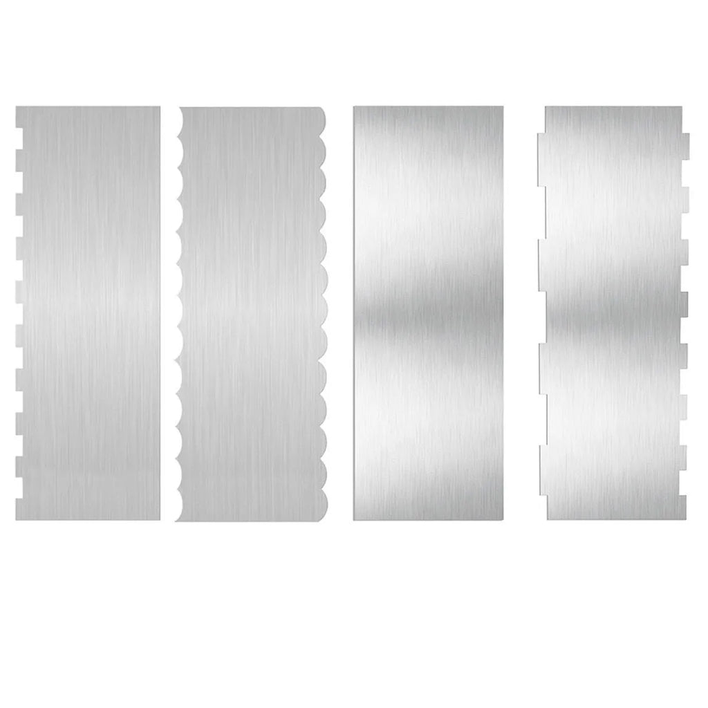 Stainless steel cake cream scraper with six different polygon pattern edges for decorating
