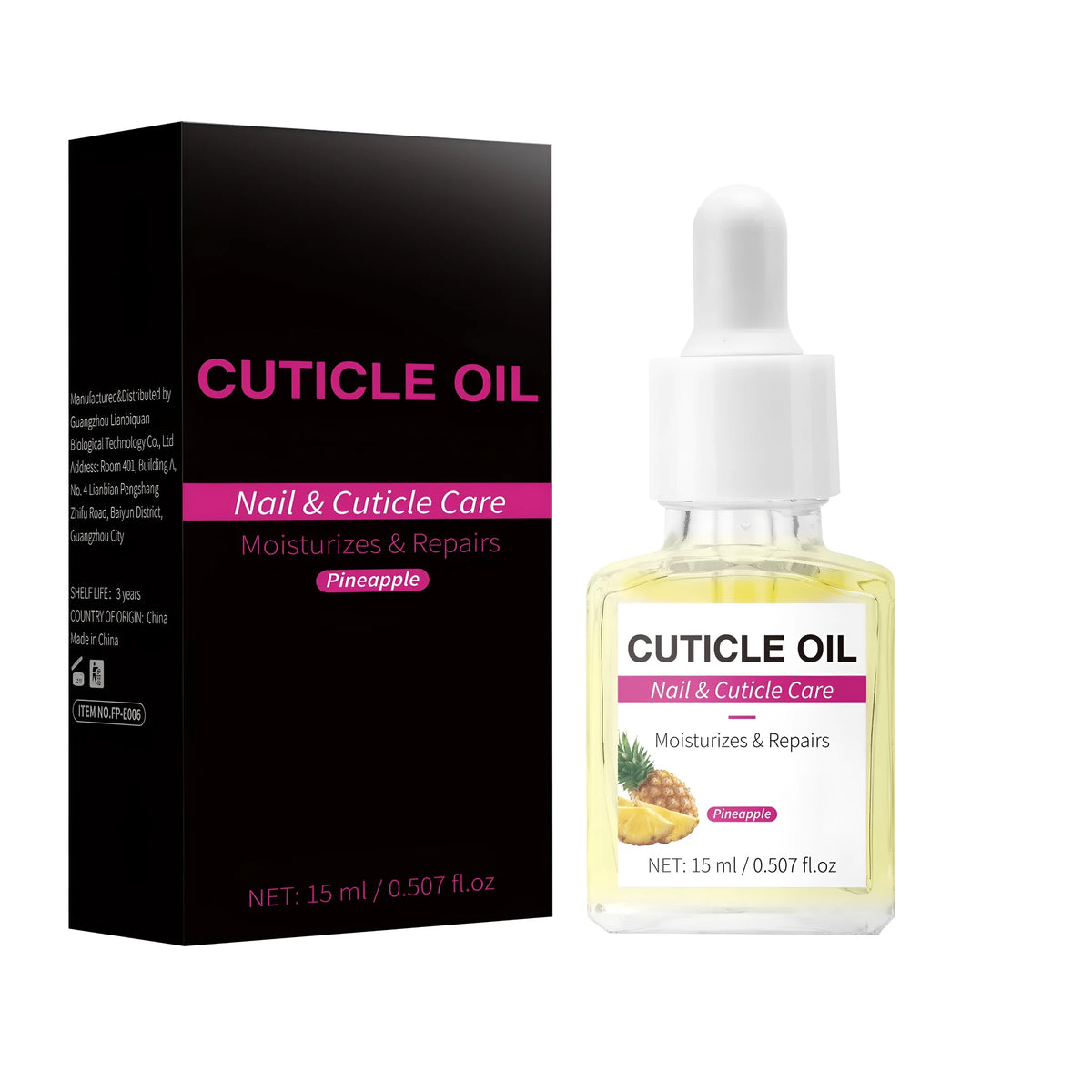 15ml moisturising nail cuticle oil bottle with integrated applicator for dry cuticle care
