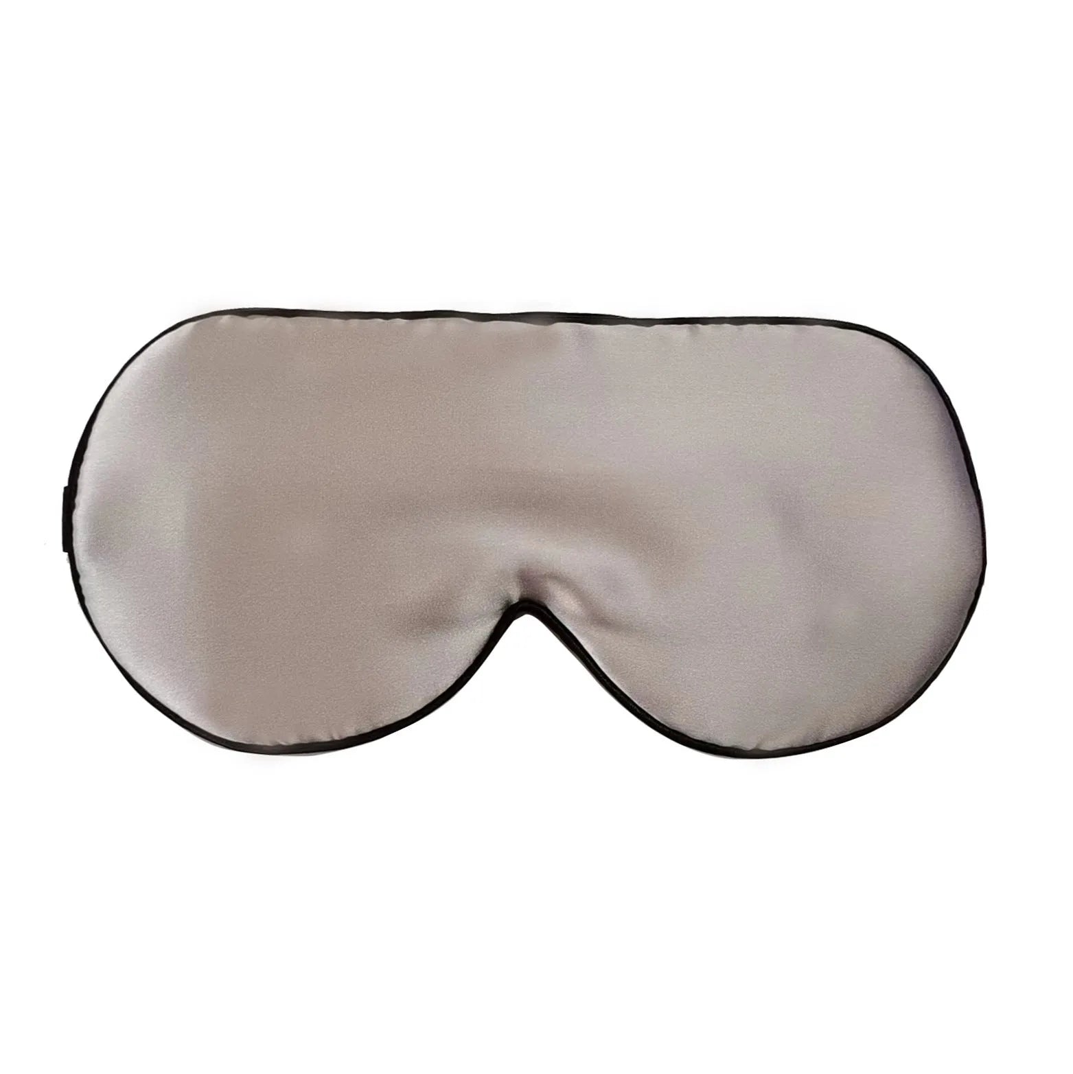Double-sided mulberry silk sleep mask in multiple colours showing embroidered print and adjustable strap.