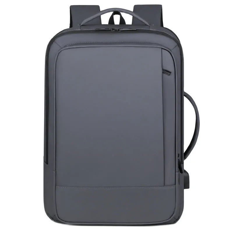 Waterproof Oxford cloth business backpack with curved shoulder strap in black colour