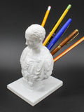 White American character modelling pen holder for desk organisation and stationery storage