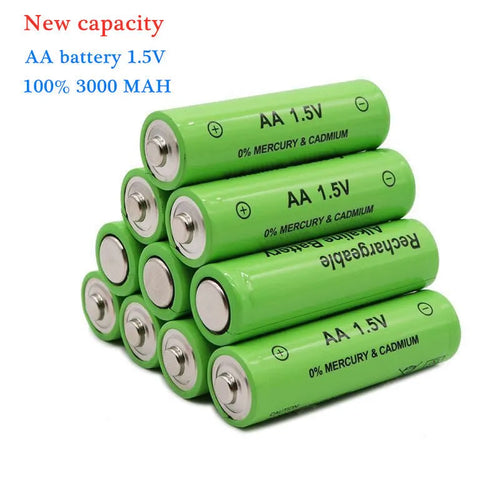 Pack of industrial alkaline rechargeable AA batteries with 3000mAh capacity