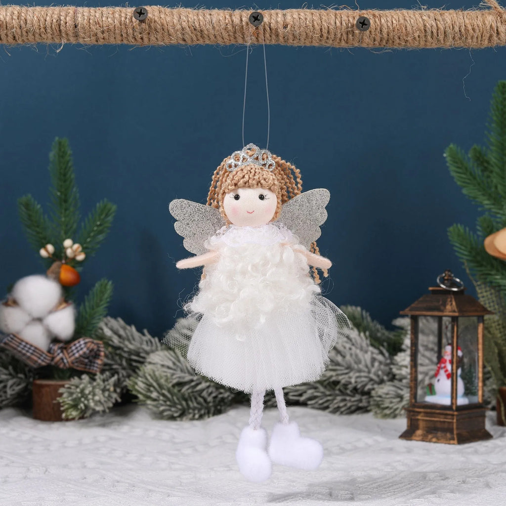 Girl's Christmas angel hair pendant in fabric with high ponytail attachment