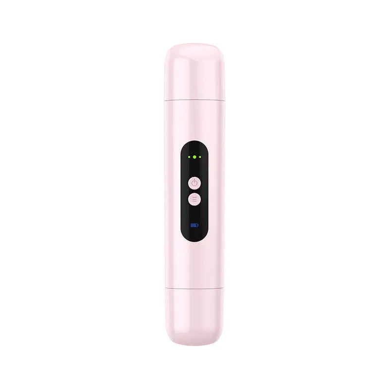 White and pink electric armpit hair trimmer depilator with USB charging cable