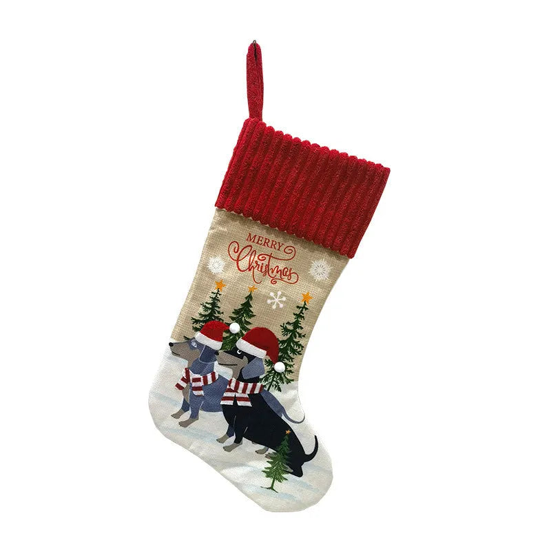 Cloth Christmas tree pendant gift bag with rustic American pastoral design